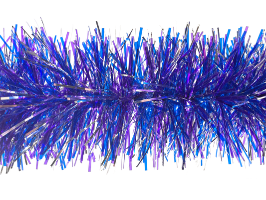 6" Translucent Purple, Mylar Blue and Silver Garland 20' Sections