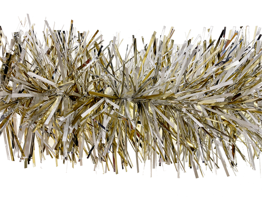 6" Gold, Silver, and White Stuffed Garland 20' Long