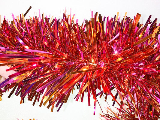 6" Pink and Orange Stuffed Garland 20' Long