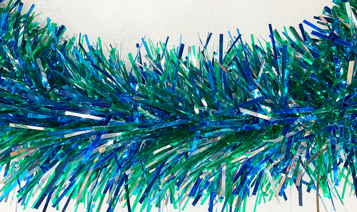 6" Green, Blue, and Silver Stuffed Garland