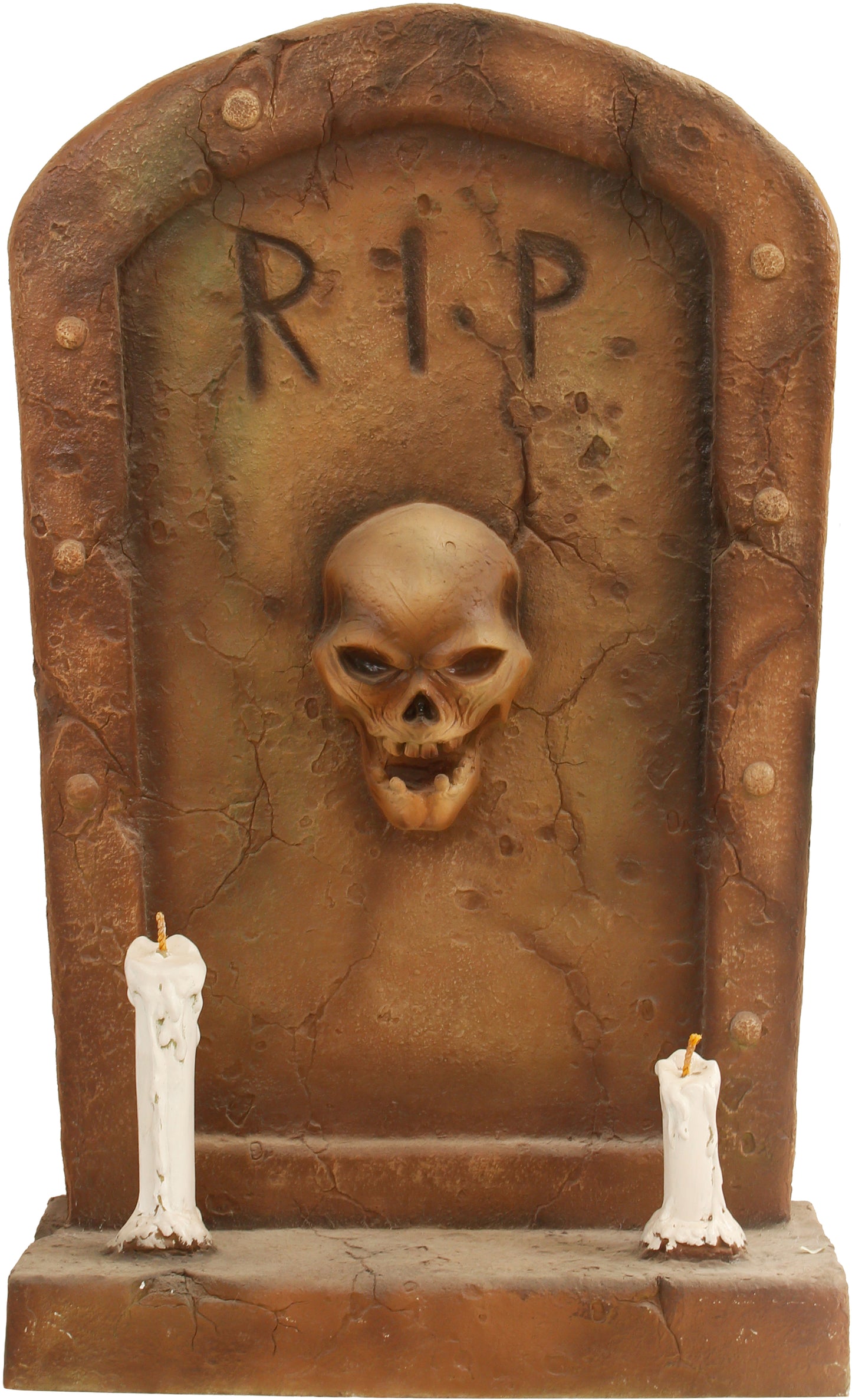 Gravestone with Skull and 2 Candles