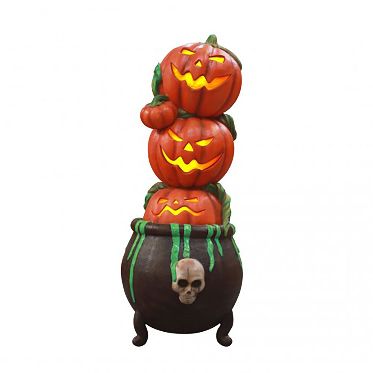 Cauldron Stack 3 Stack Pumpkins in a Cauldron Pillar – WinterlandInc