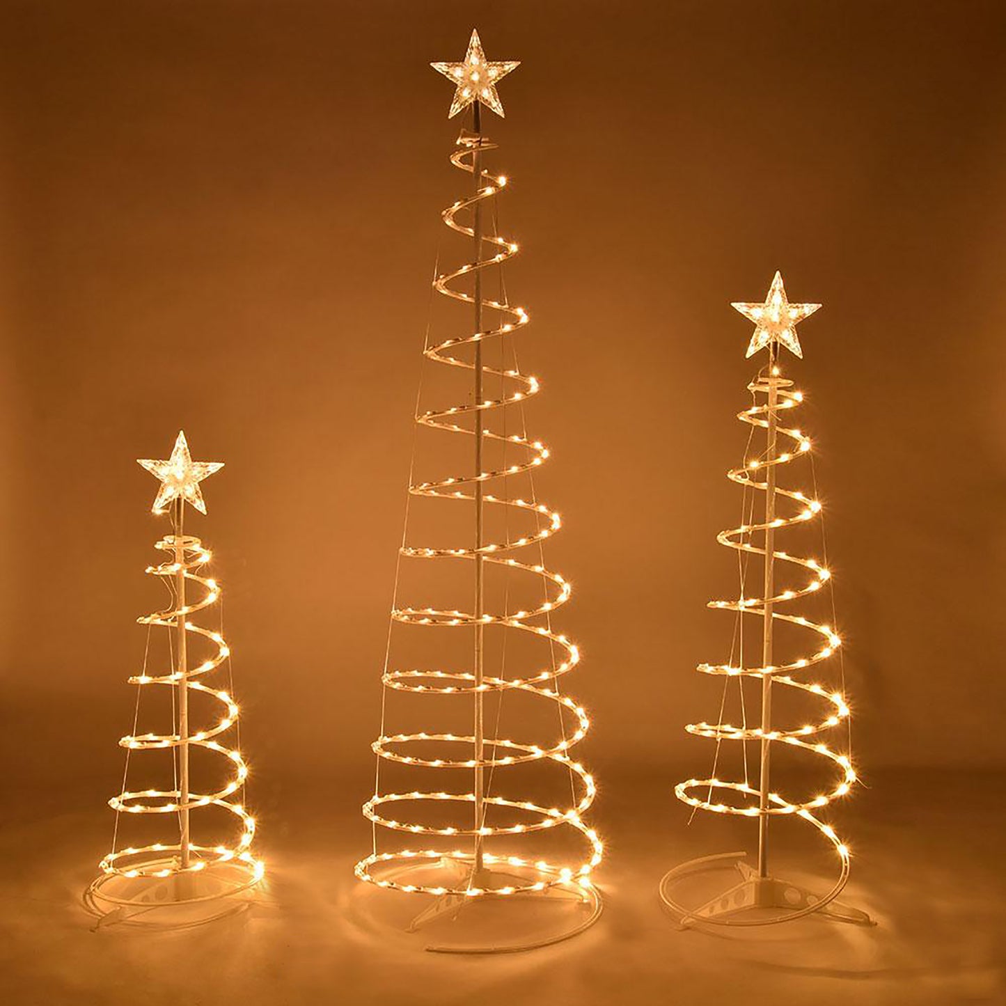 3 Pack of Warm White LED Spiral Christmas Trees