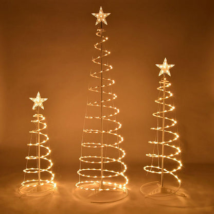 3 Pack of Warm White LED Spiral Christmas Trees