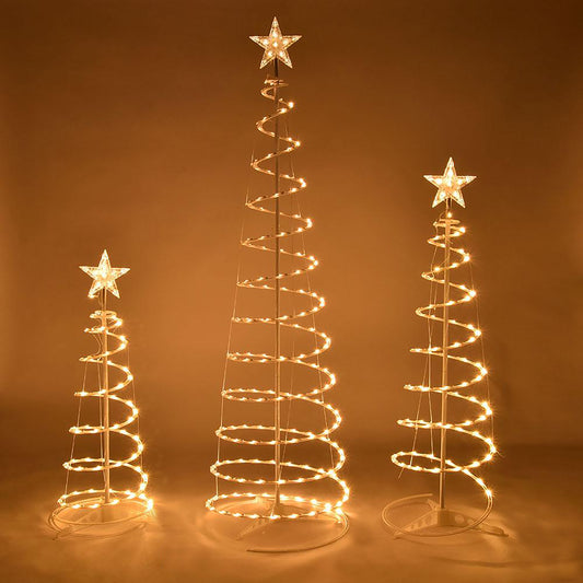3 Pack of Warm White LED Spiral Christmas Trees
