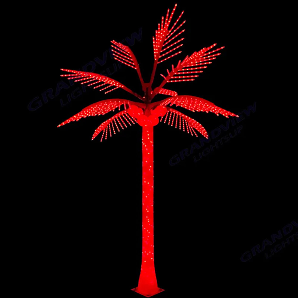12' Tall LED Red Palm Tree