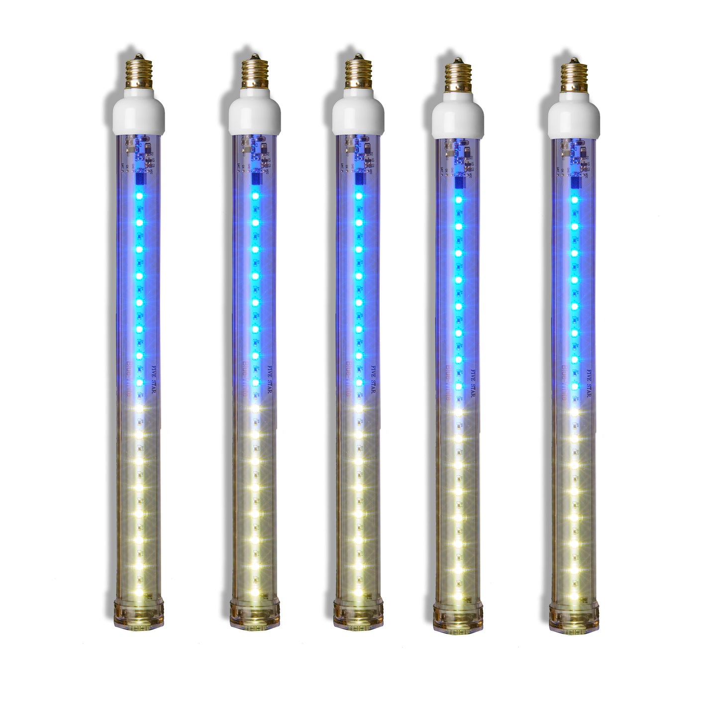 5 Pack 12'' Blue-Pure White LED Snowfall Tube Light