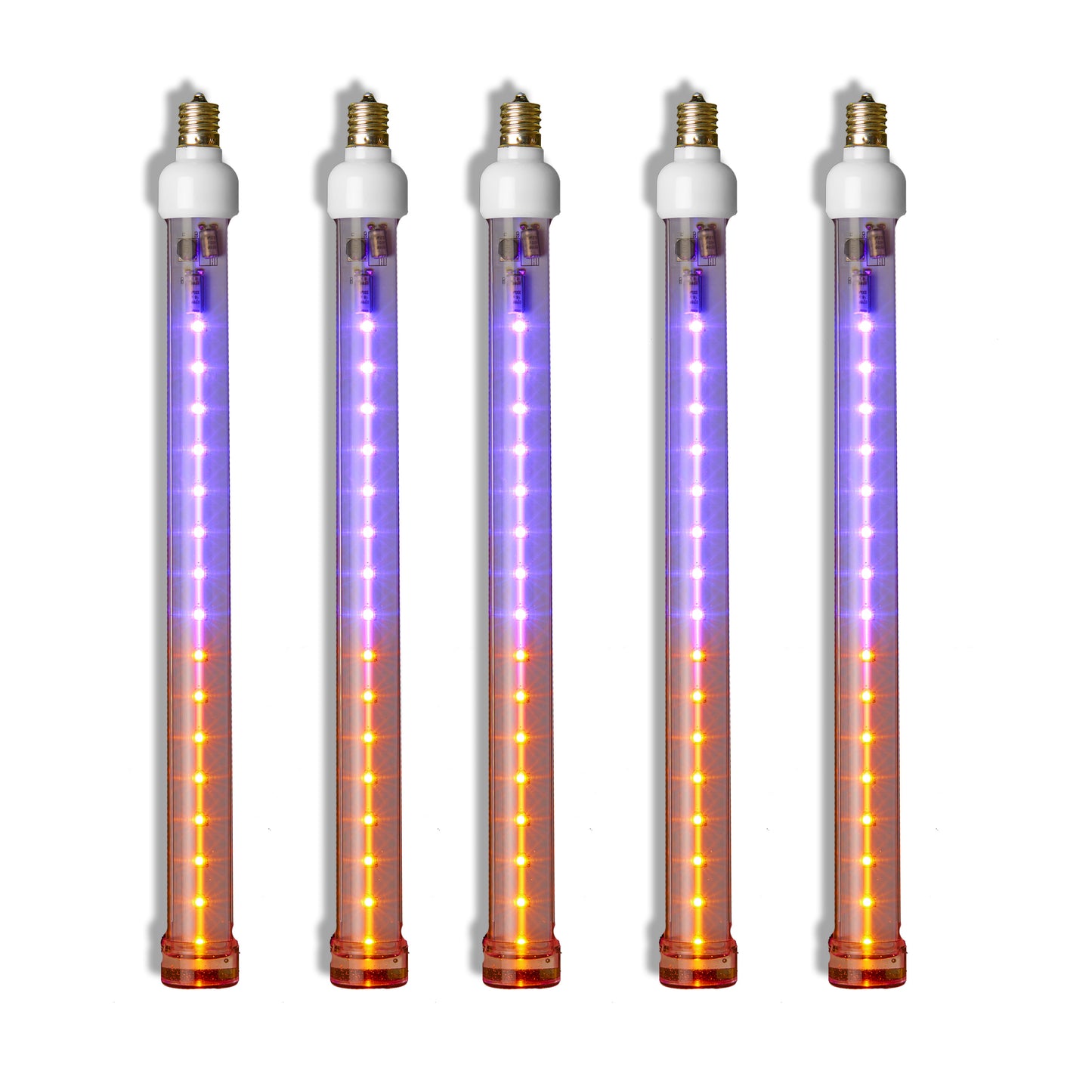 5 Pack 12'' Purple and Orange LED Snowfall Tube