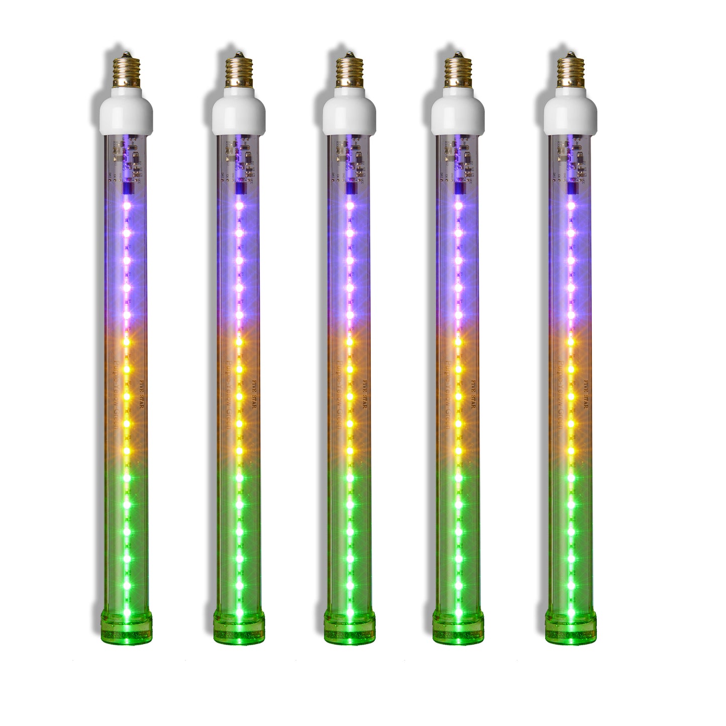 5 Pack 12'' Purple-Yellow-Green LED Snowfall Tube