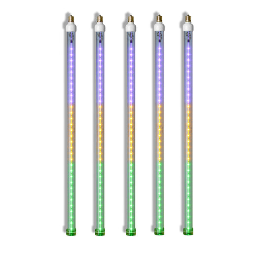 5 Pack 24'' LED Purple-Yellow-Green Strobe Snowfall Tube