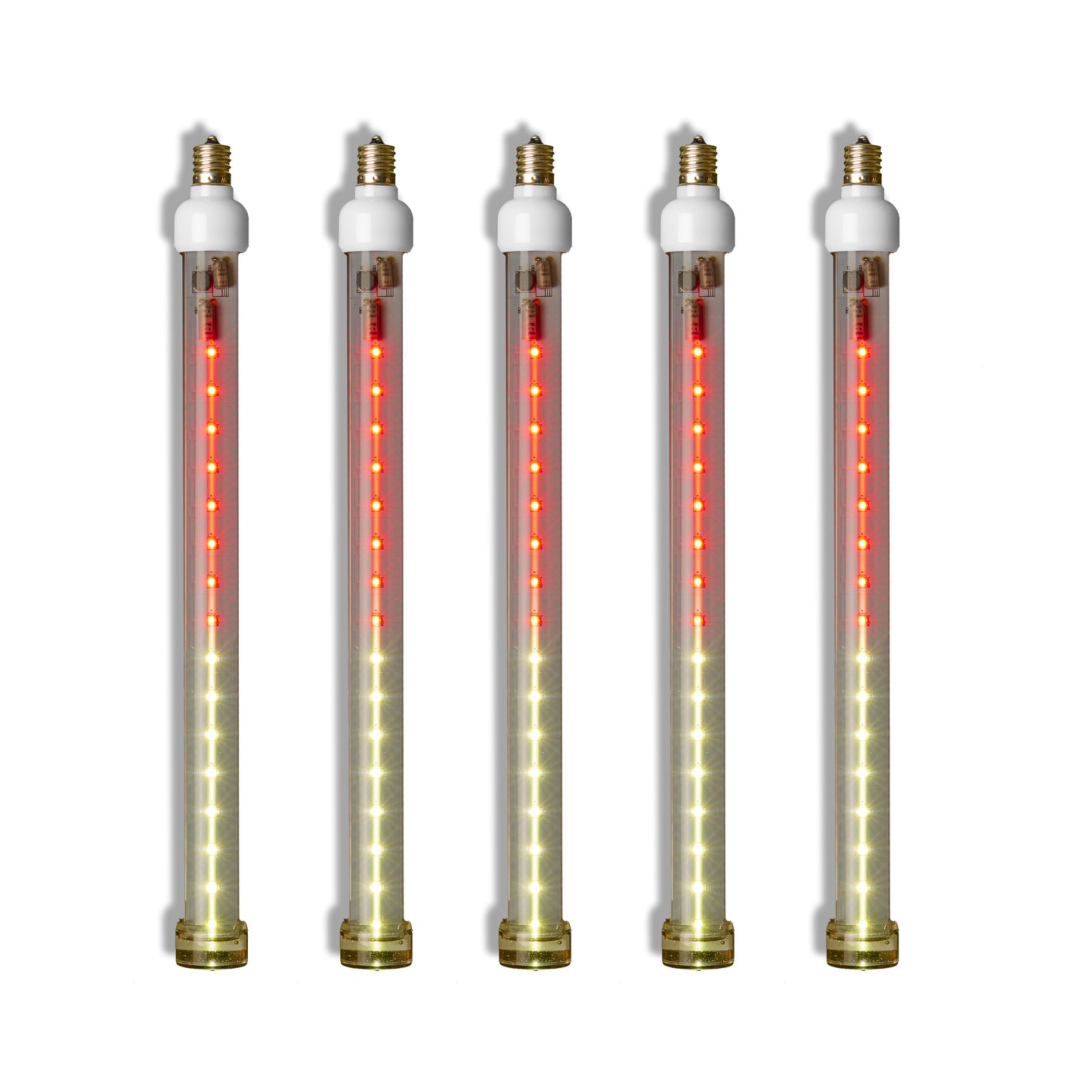 5 Pack 12'' Red-Pure White Snowfall LED Tube