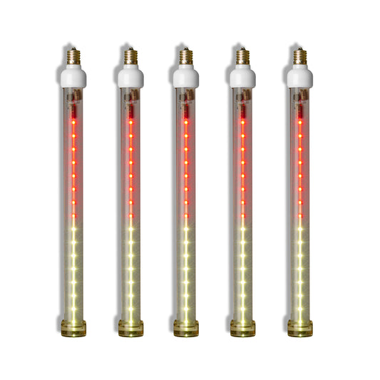 5 Pack 12'' Red-Pure White Snowfall LED Tube