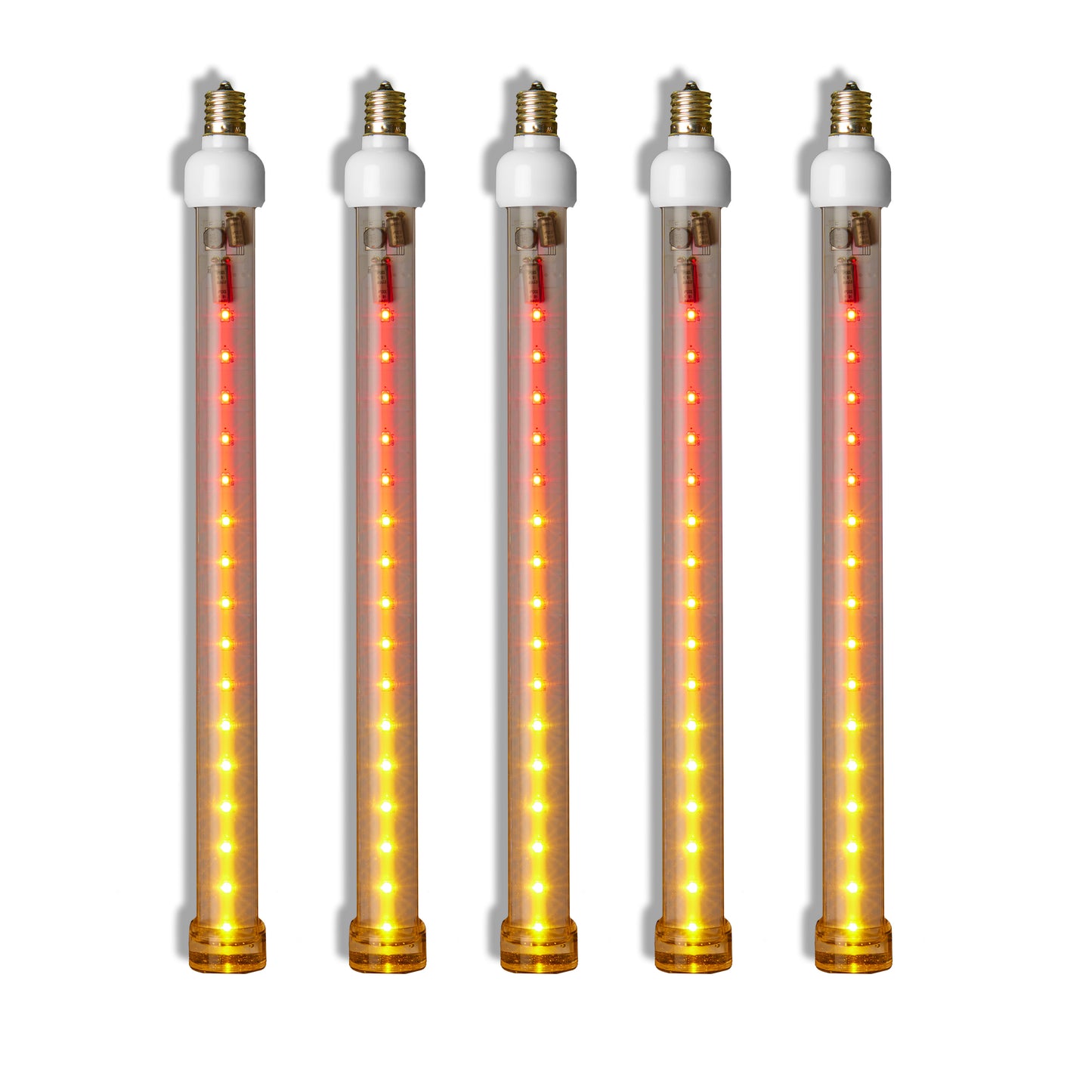 5 Pack 12'' Red-Orange-Yellow LED Strobe Snowfall Tube