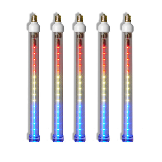 5 Pack 12'' Red- Pure White-Blue Snowfall Strobe Tube