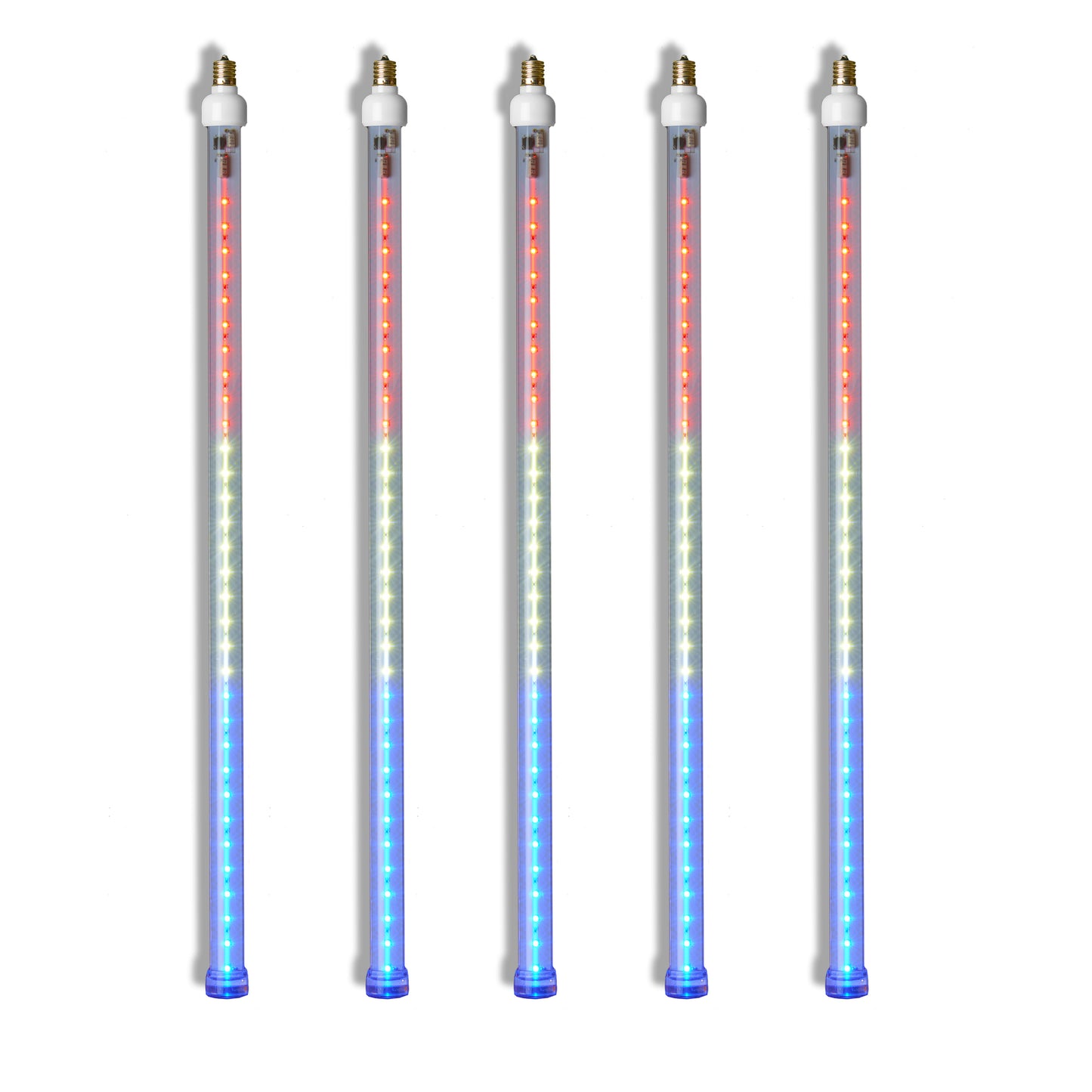 5 Pack 24'' Red-Pure White-Blue LED Strobe Snowfall Tube