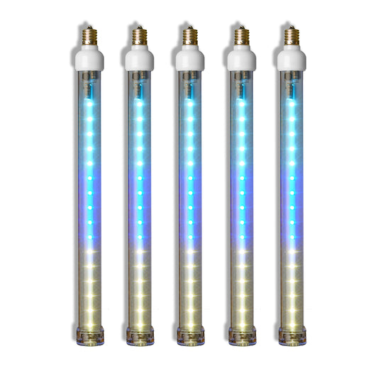 5 Pack 12'' Teal-Blue-Pure-White LED Snowfall Tube