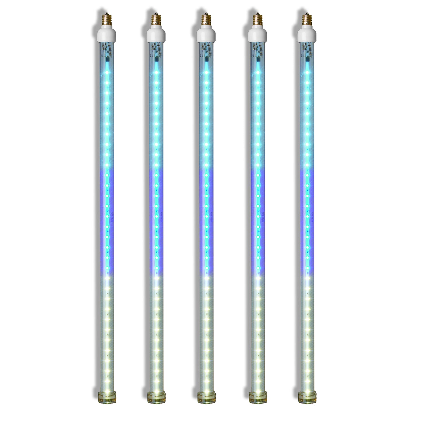 5 Pack 24'' Teal-Blue-Pure White LED Strobe Snowfall Tube