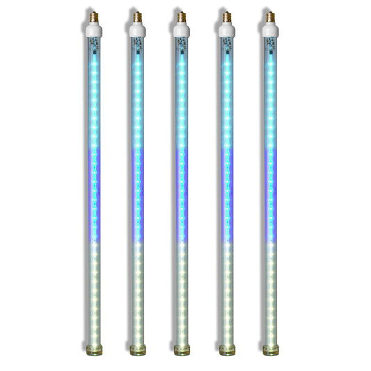 5 Pack 24'' Teal-Blue-Pure White LED Strobe Snowfall Tube