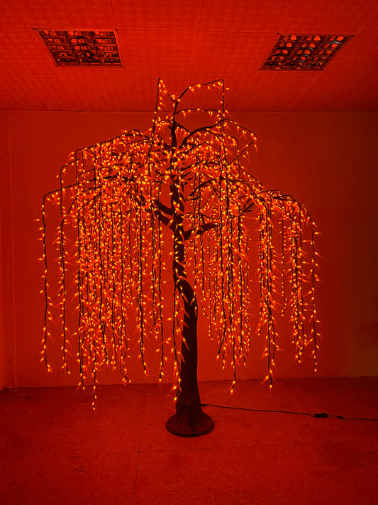 10' Orange LED Weeping Willow Tree