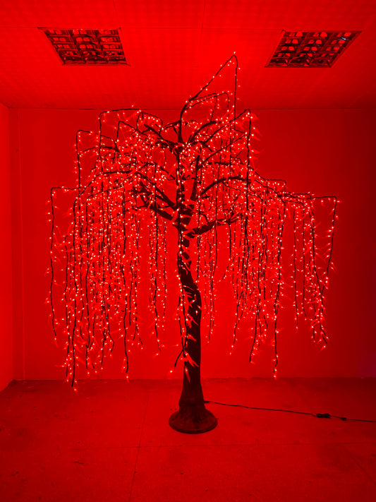 10' Red LED Weeping Willow Tree