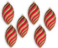 6 Pack of Red and Gold Teardrop Ornament with Gold Glitter Enhancements