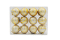 12 Pack of Matte Gold Ball Ornaments with Silver Glitter Stripes