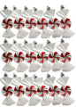 18 Piece Christmas Hanging White Candy Ornament with Iridescent Glitter Swirl Design