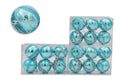 18 Pack of Aqua Shiny Striped Ornaments with Aqua and White Glitter Enhancement