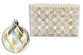 24 Pack Clear Ball Ornament with Gold, Silver and White Swirls Design