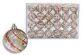 24 Pack Clear Ball Ornament with Red, Silver and Gold Swirl Design