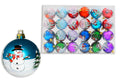 24 Pack Assorted Colors Ball Ornament with Snowman Design