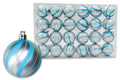 24 Pack of Aqua and Silver Ball Ornaments with Silver Glitter Enhancements