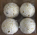 4 Pack of Gold and White Textured Ornaments