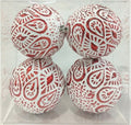 4 Pack of Red and White Textured Design Ornaments