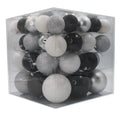 62 Pack of Black, Silver, and White Assorted Ball Ornaments