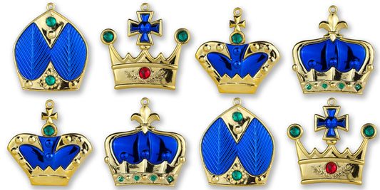 8 Pack of Blue Crown Ornaments