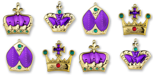 8 Pack of Purple Crown Ornaments