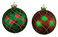 4 Pack of Red, Green, and Gold Ball Ornaments with Glitter Enhancements