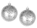 2 Pack 120mm Silver Ornament Ball with Silver Glitter Design