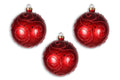 3 Pack 140mm Red Ball Ornament with Red Glitter Design