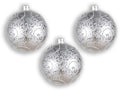 3 Pack 140mm Silver Ball Ornament with Silver Glitter Design