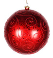 Red Ball 200mm Ornament with Red Glitter Design