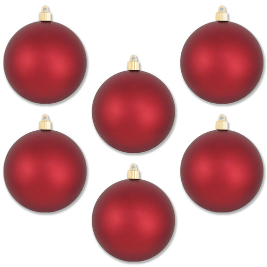 6 Pack 120mm 4.75" Matte Red Ball Ornament