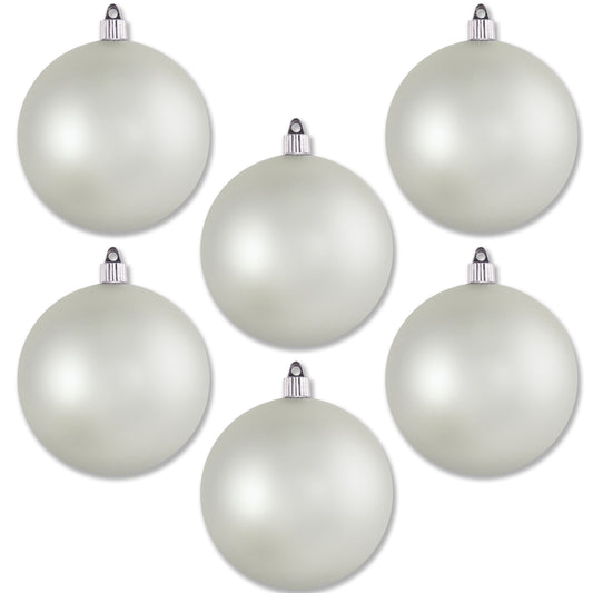 6 Pack 120mm 4.75" Matte Silver Ball Ornaments