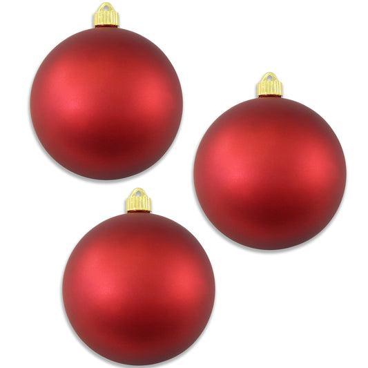 3 Pack 150mm 6" Matte Red Ball Ornaments