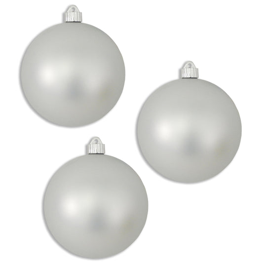 3 Pack 150mm 6" Matte Silver Ball Ornaments