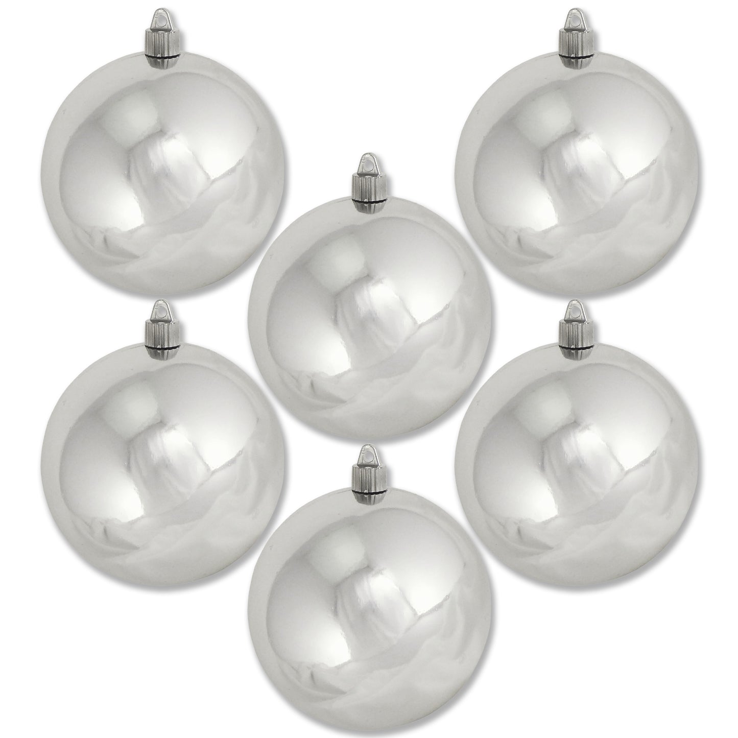 6 Pack 120mm 4.75" Shiny Silver Ball Ornaments