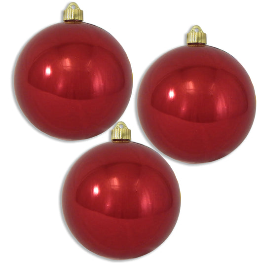 3 Pack 150mm 6" Shiny Red Ball Ornament