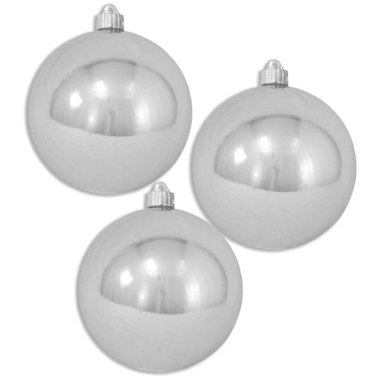 3 Pack 150mm 6" Silver Shiny Ball Ornaments