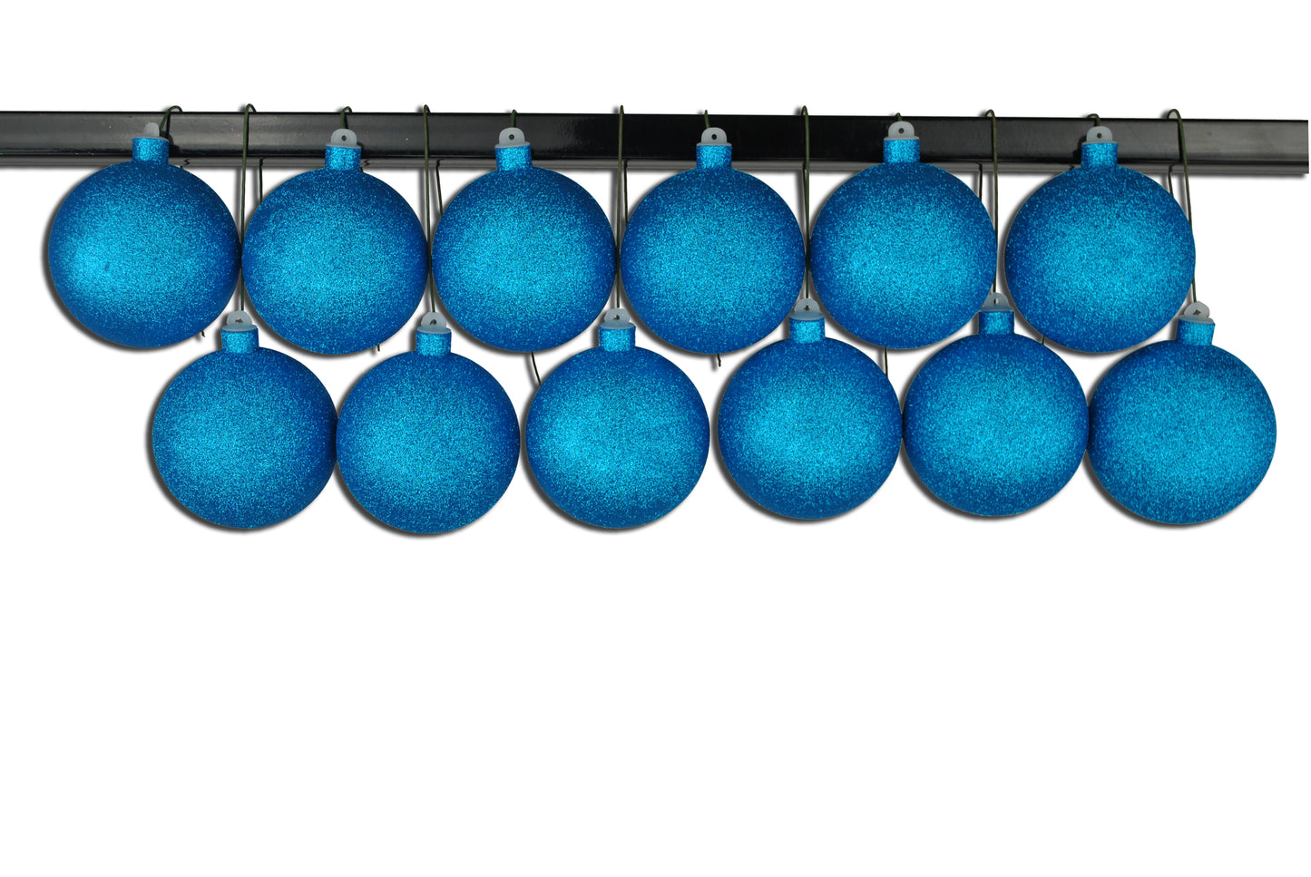 12 Pack 100mm 4" Aqua Glitter Ball Ornament with Wire